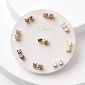NWT LOFT Druzy Sparkle Stud Earring Set